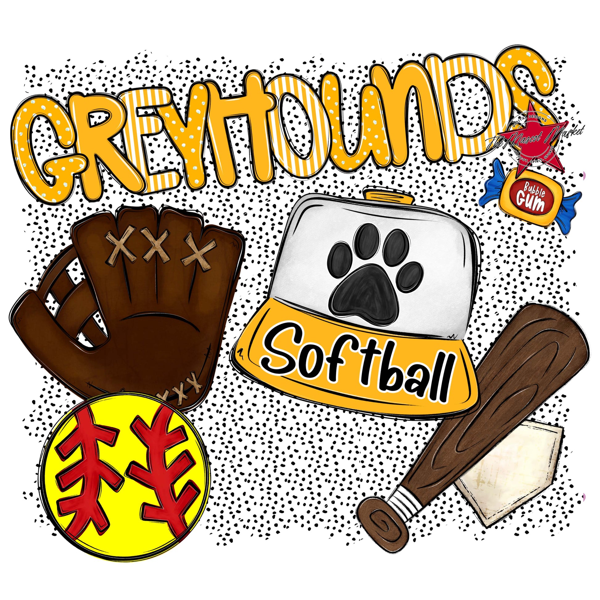 Greyhounds Softball Spirit-Yellow