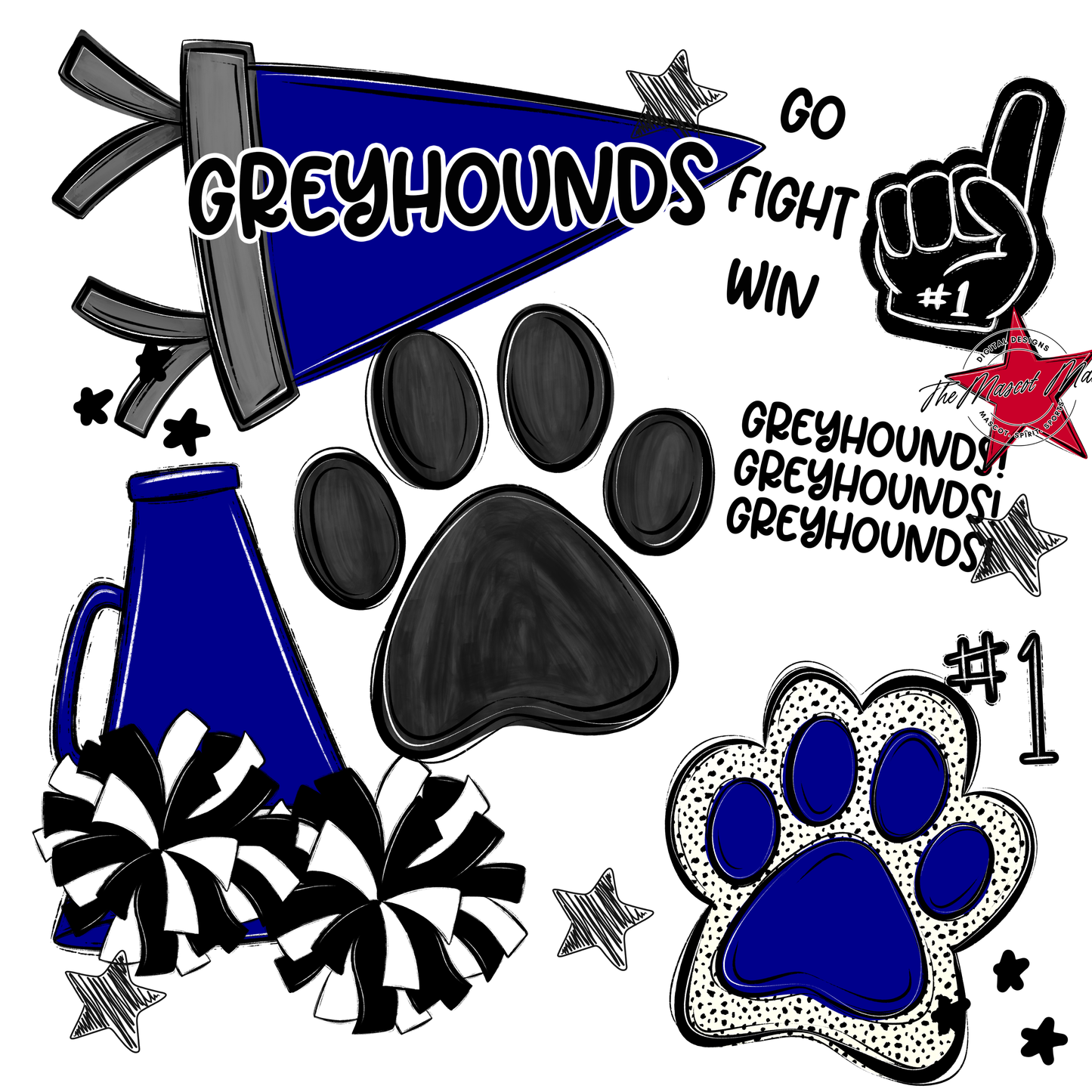 Greyhounds Spirit Design-Blue