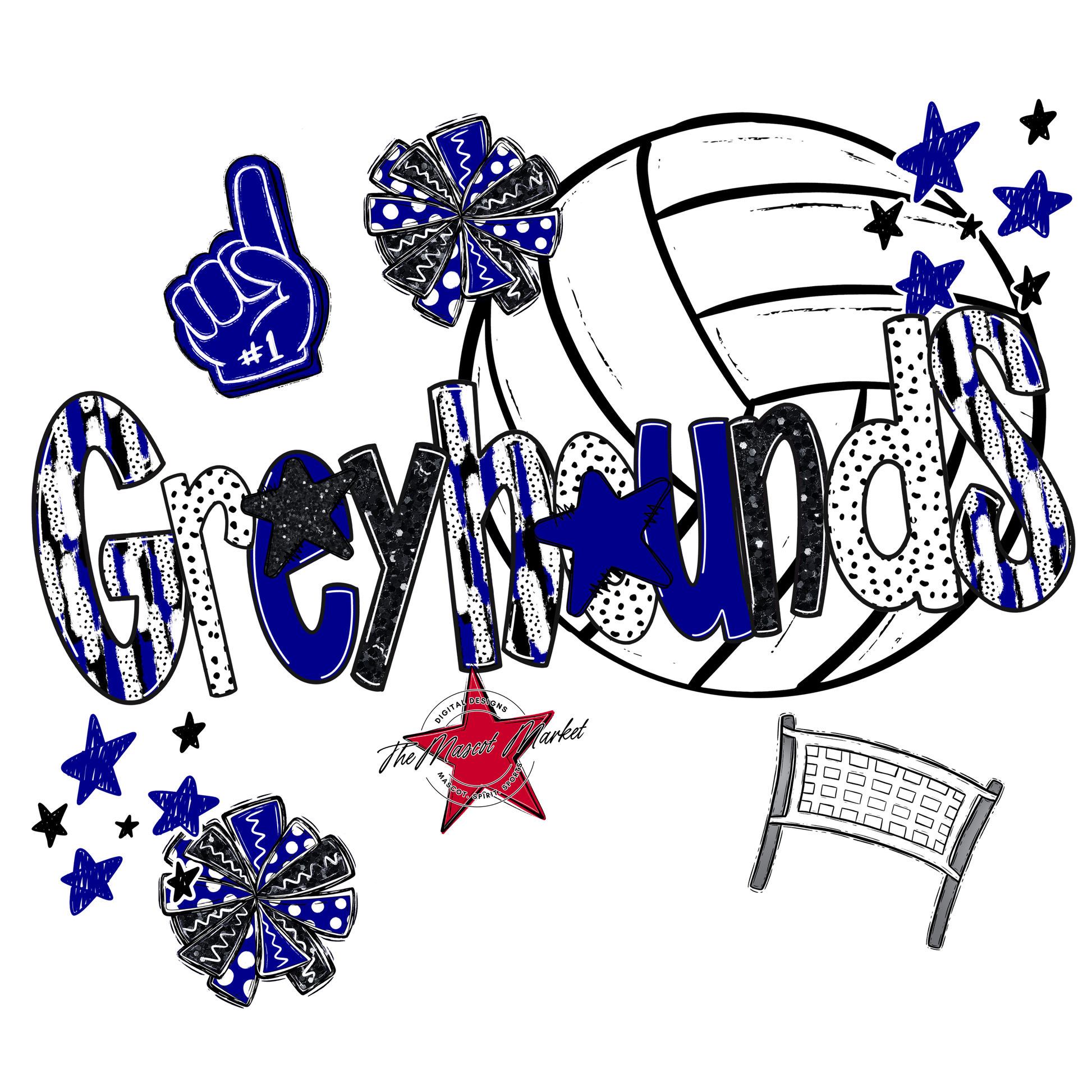 Greyhounds Volleyball Scrape-Blue