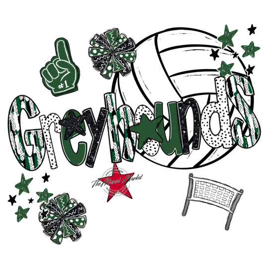 Greyhounds Volleyball Scrape-Green