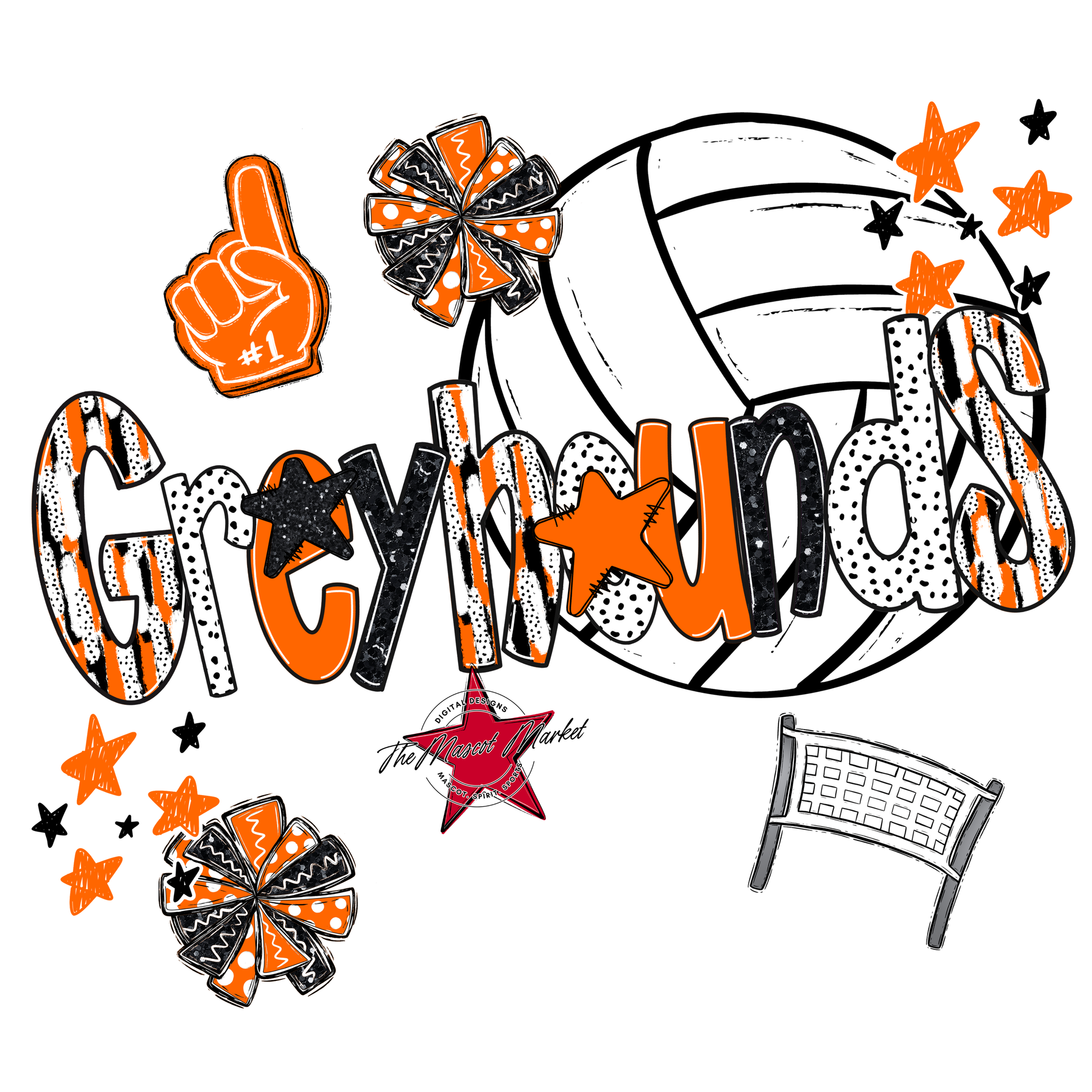 Greyhounds Volleyball Scrape-Orange