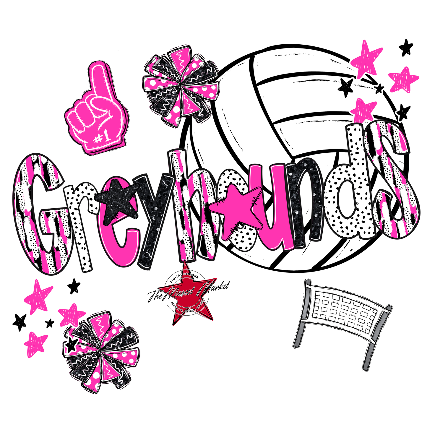 Greyhounds Volleyball Scrape-Pink