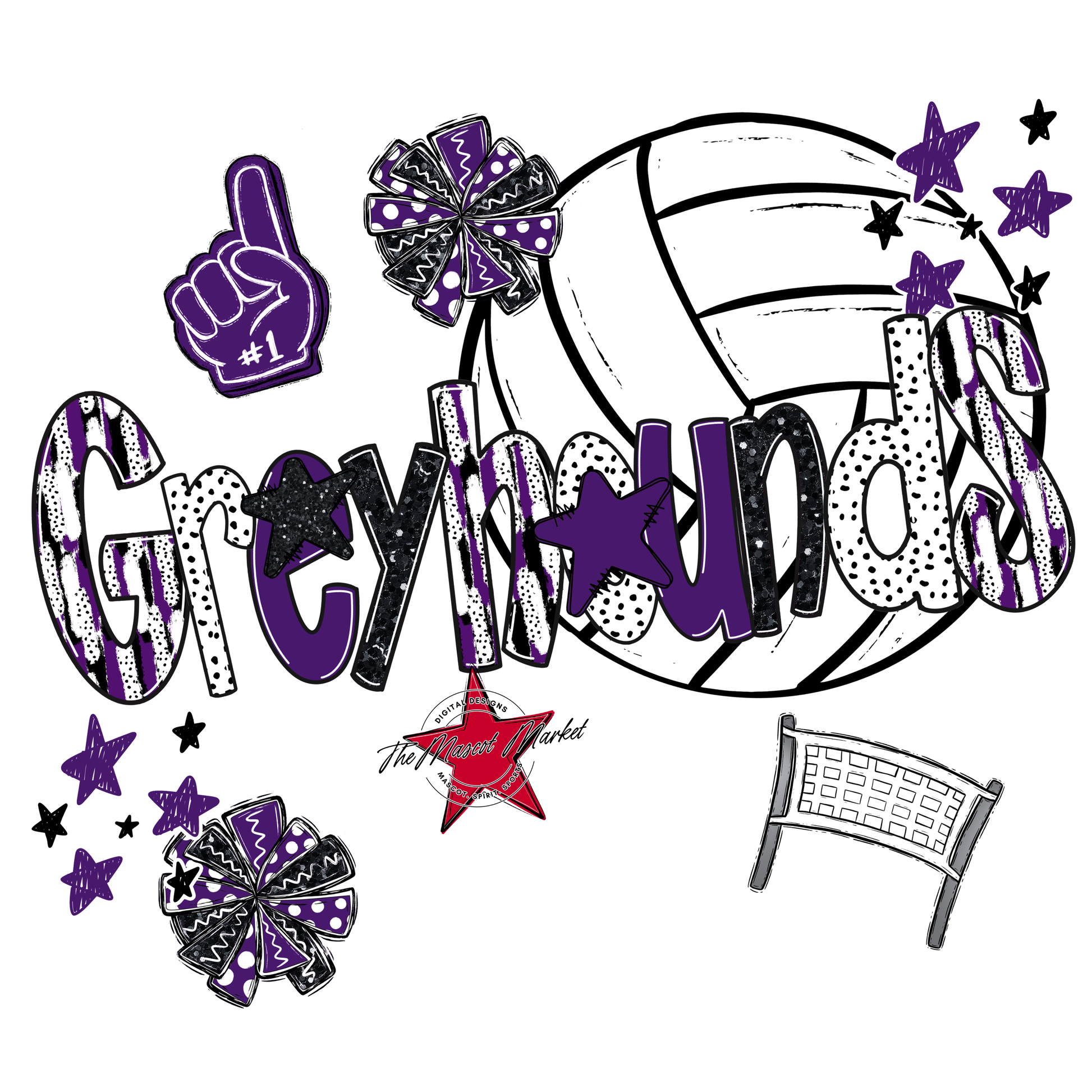 Greyhounds Volleyball Scrape-Purple