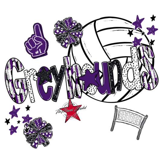 Greyhounds Volleyball Scrape-Purple