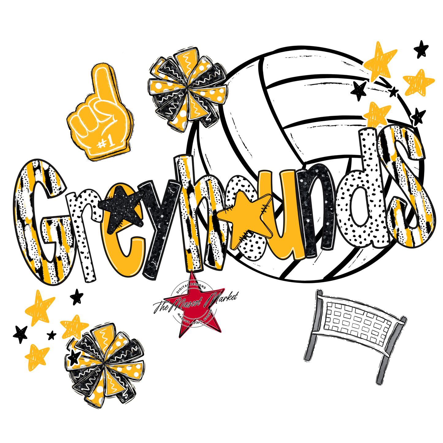 Greyhounds Volleyball Scrape-Yellow