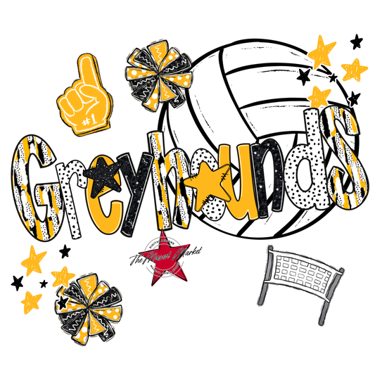 Greyhounds Volleyball Scrape-Yellow