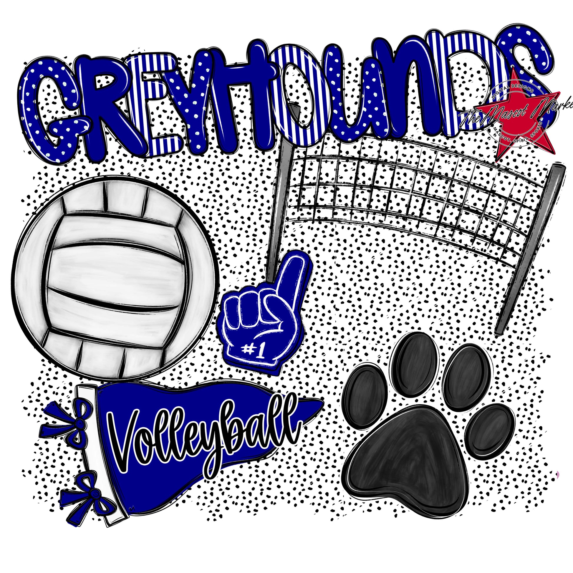 Greyhounds Volleyball Spirit-Blue