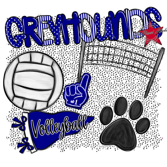 Greyhounds Volleyball Spirit-Blue