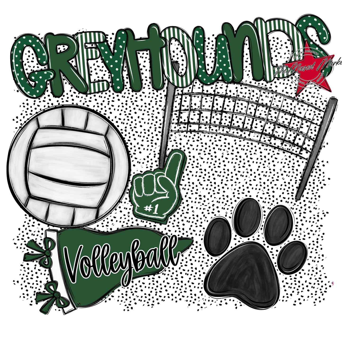 Greyhounds Volleyball Spirit-Green
