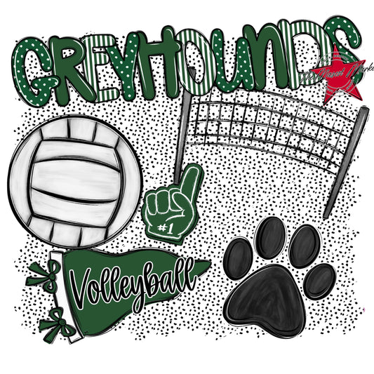 Greyhounds Volleyball Spirit-Green