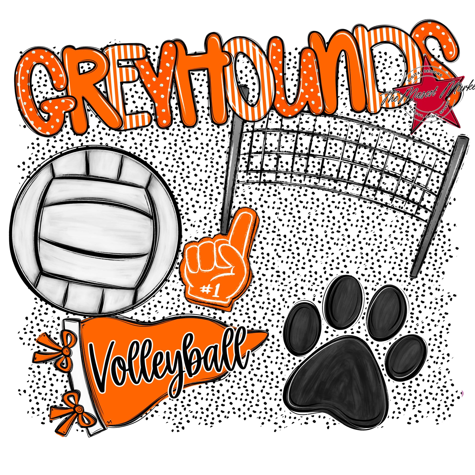 Greyhounds Volleyball Spirit-Orange
