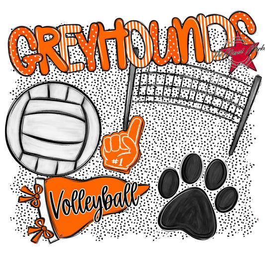 Greyhounds Volleyball Spirit-Orange