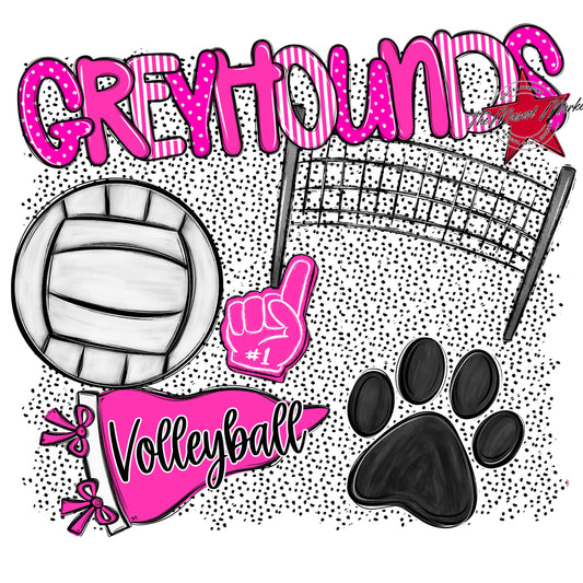 Greyhounds Volleyball Spirit-Pink