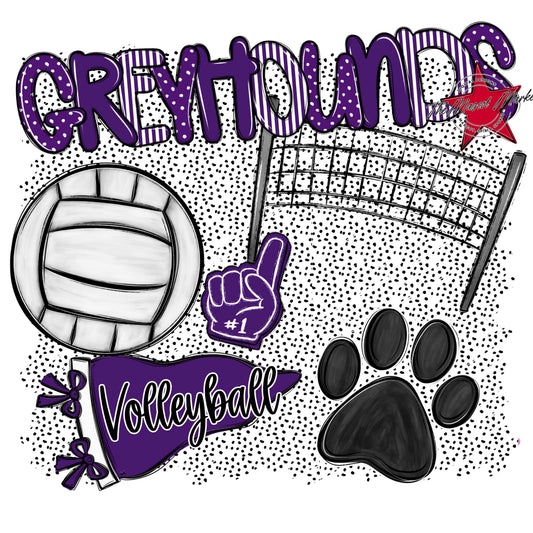 Greyhounds Volleyball Spirit-Purple