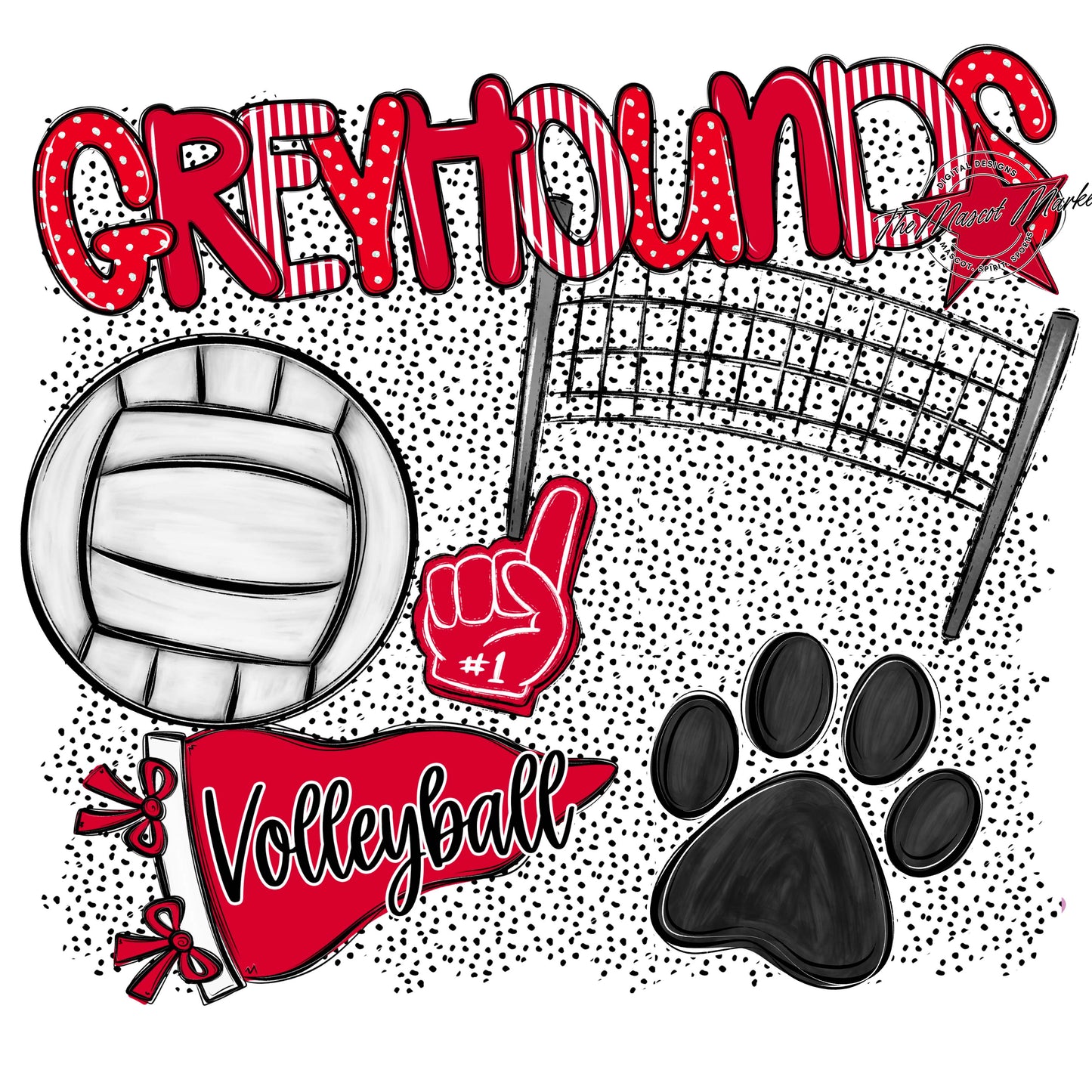 Greyhounds Volleyball Spirit-Red