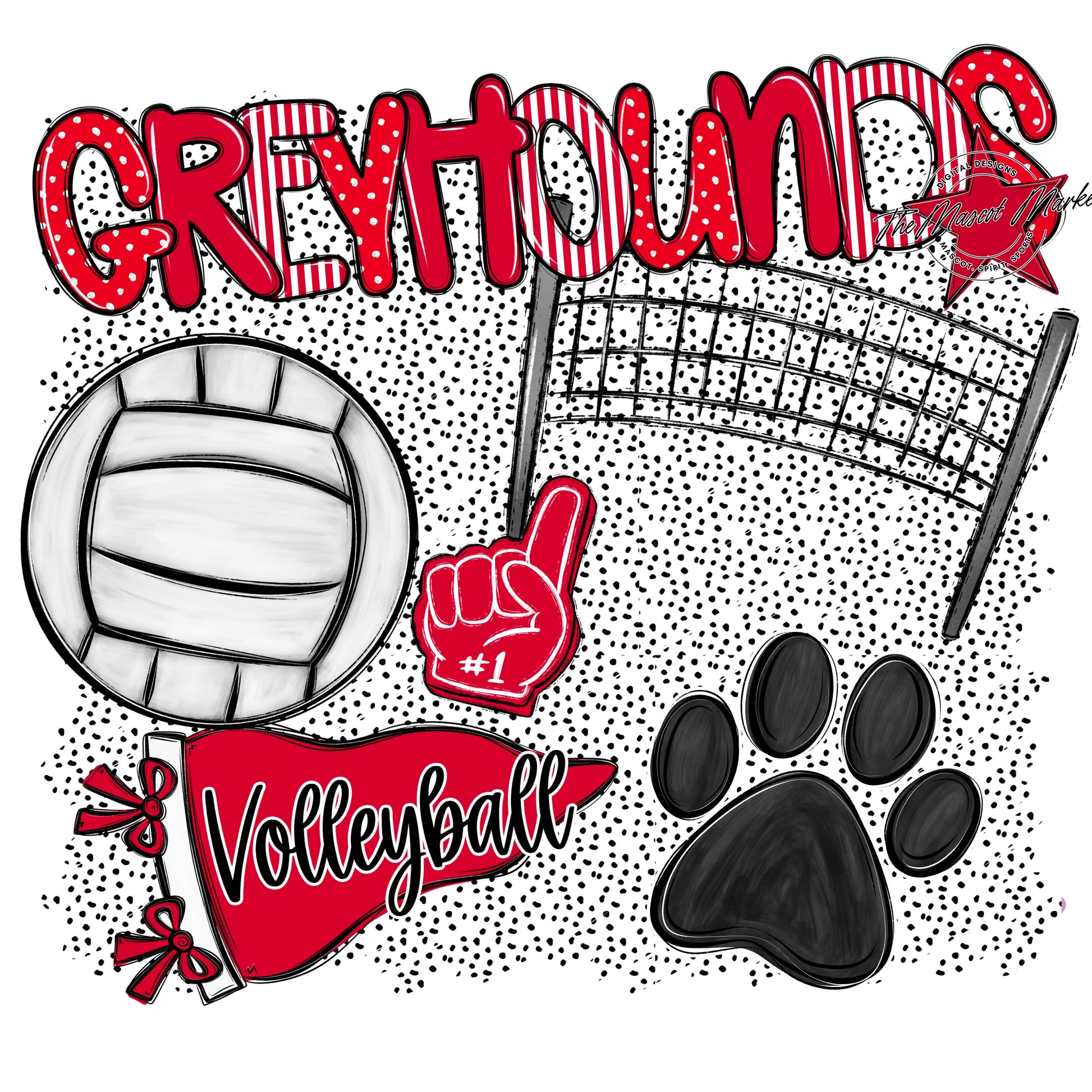 Greyhounds Volleyball Spirit-Red