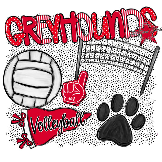Greyhounds Volleyball Spirit-Red