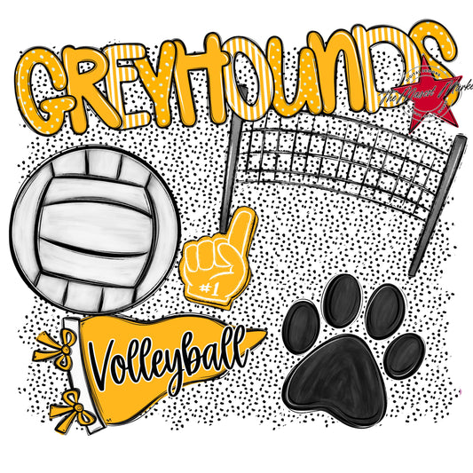 Greyhounds Volleyball Spirit-Yellow