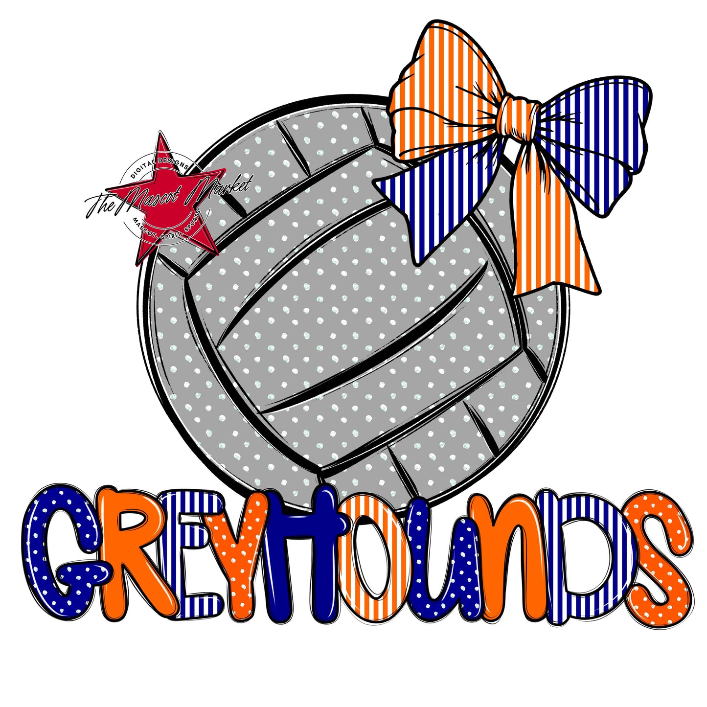 Greyhounds Volleyball Spirit Design-Blue & Orange