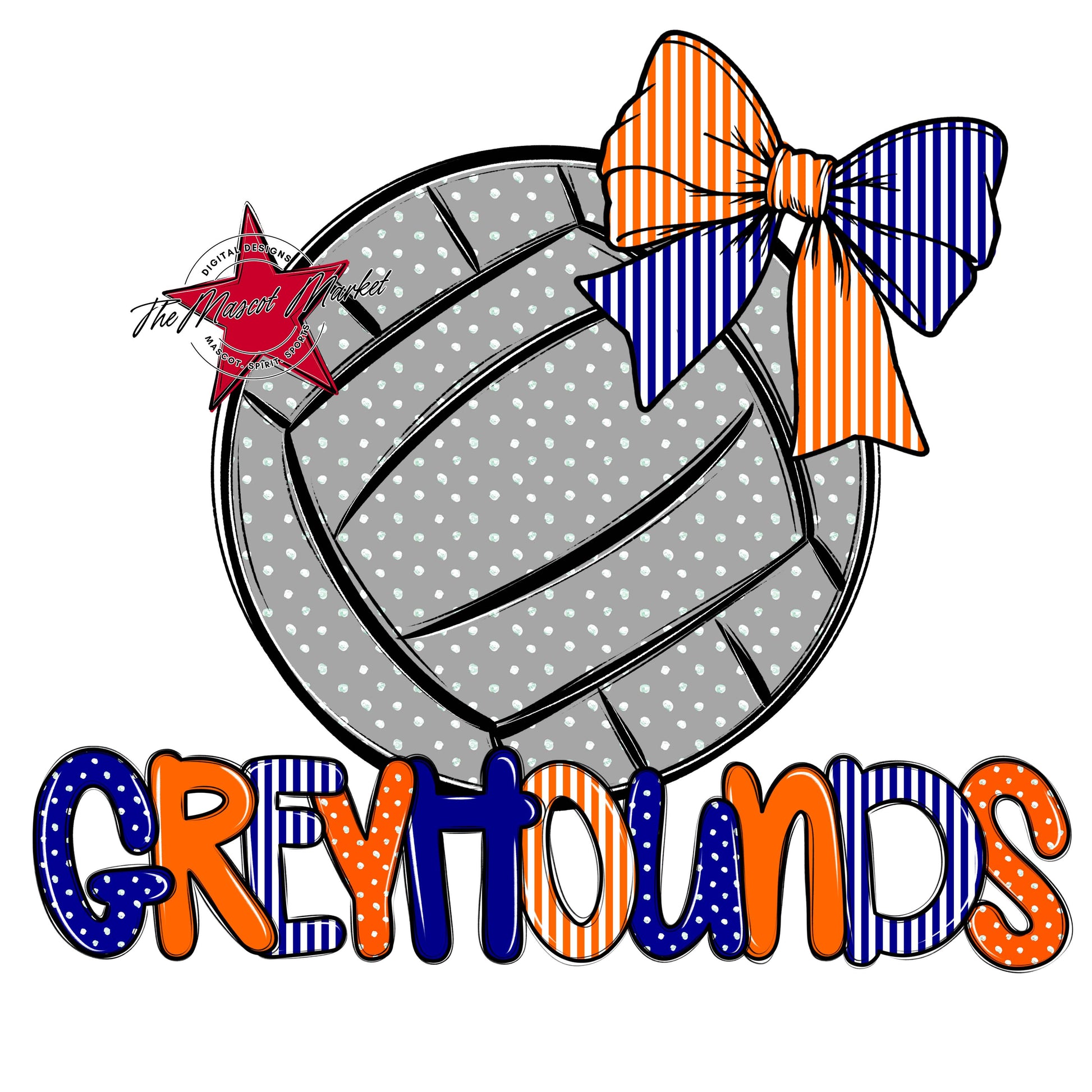 Greyhounds Volleyball Spirit Design-Blue & Orange