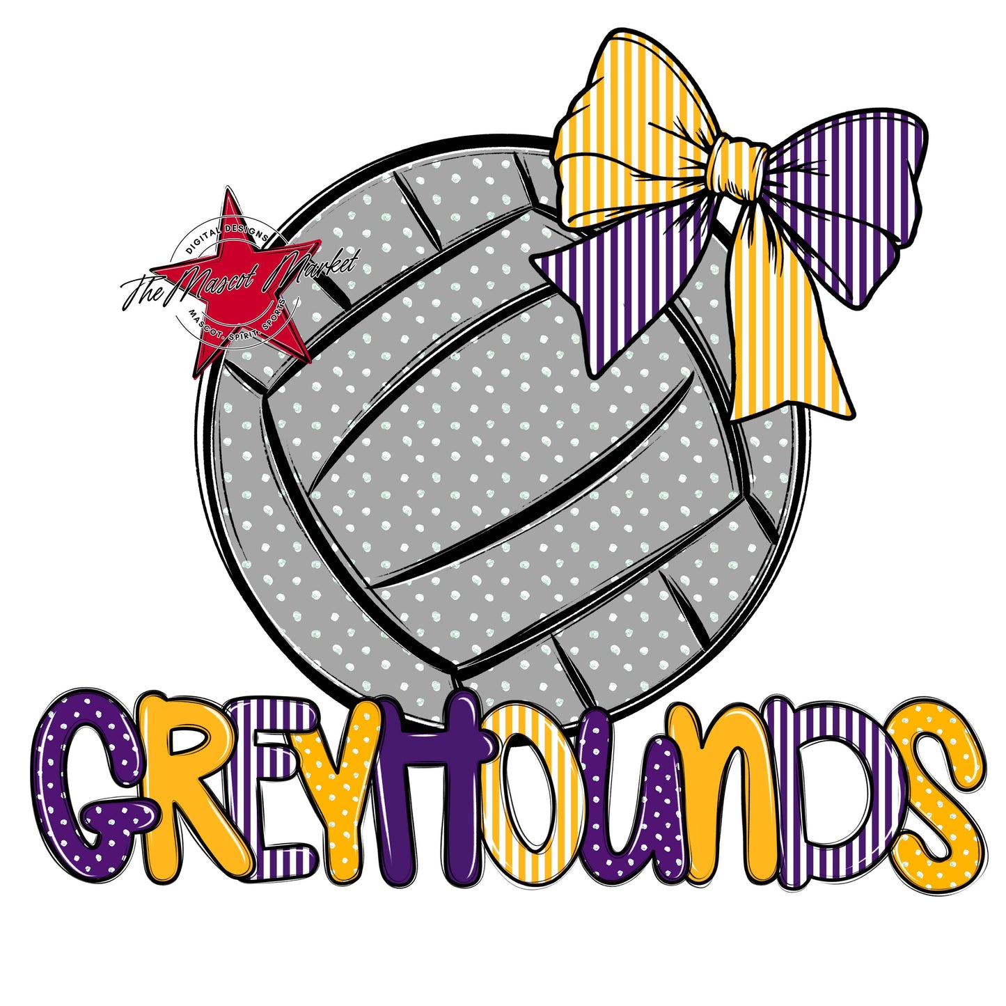 Greyhounds Volleyball Spirit Design-Purple & Yellow