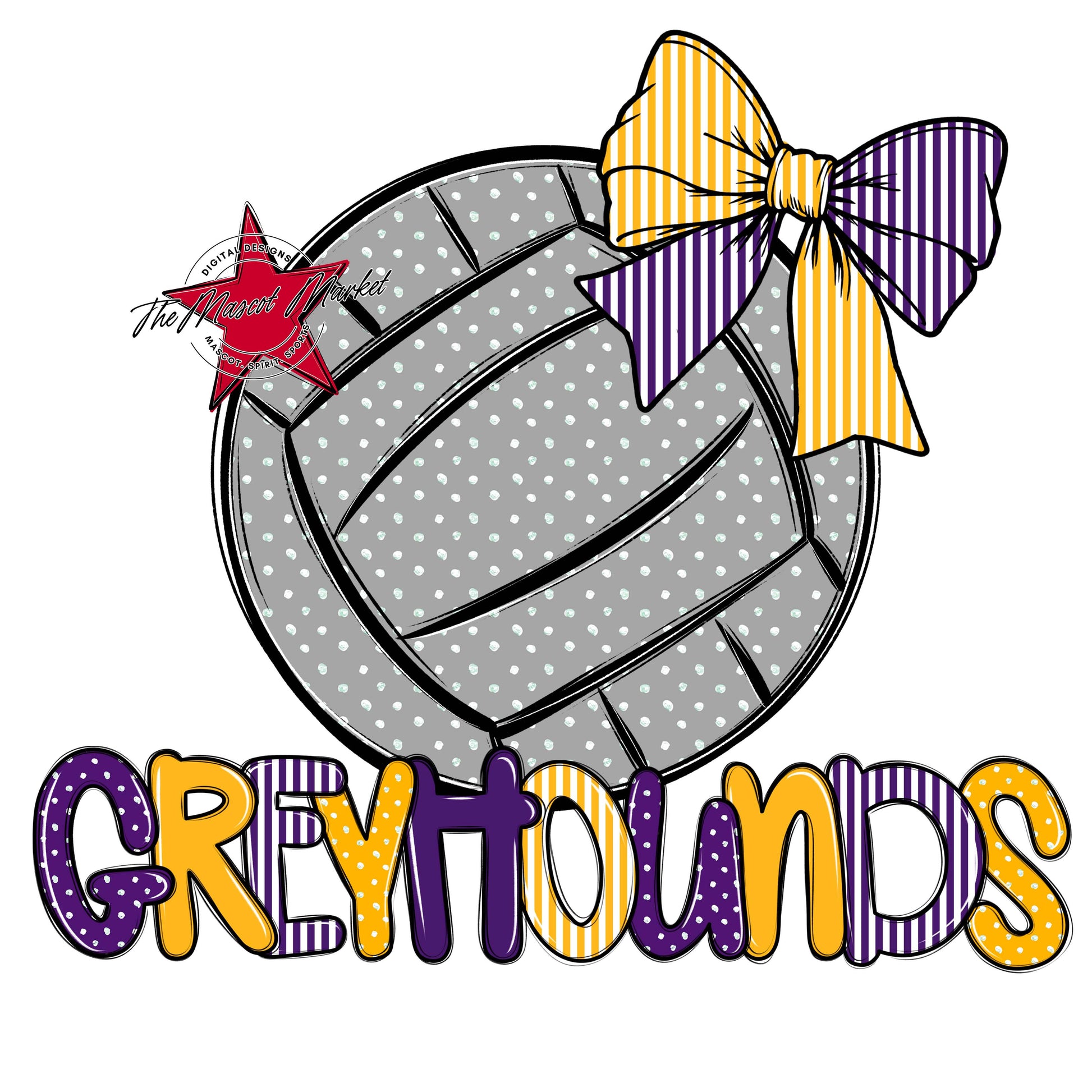 Greyhounds Volleyball Spirit Design-Purple & Yellow
