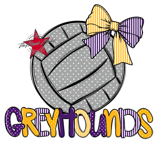 Greyhounds Volleyball Spirit Design-Purple & Yellow