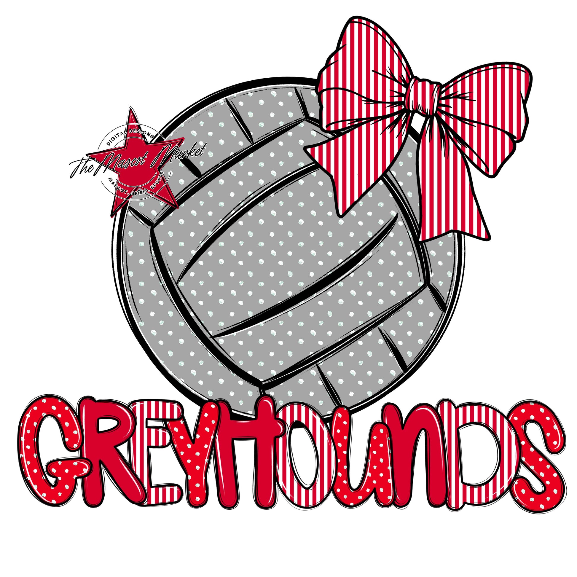 Greyhounds Volleyball Spirit Design-Red