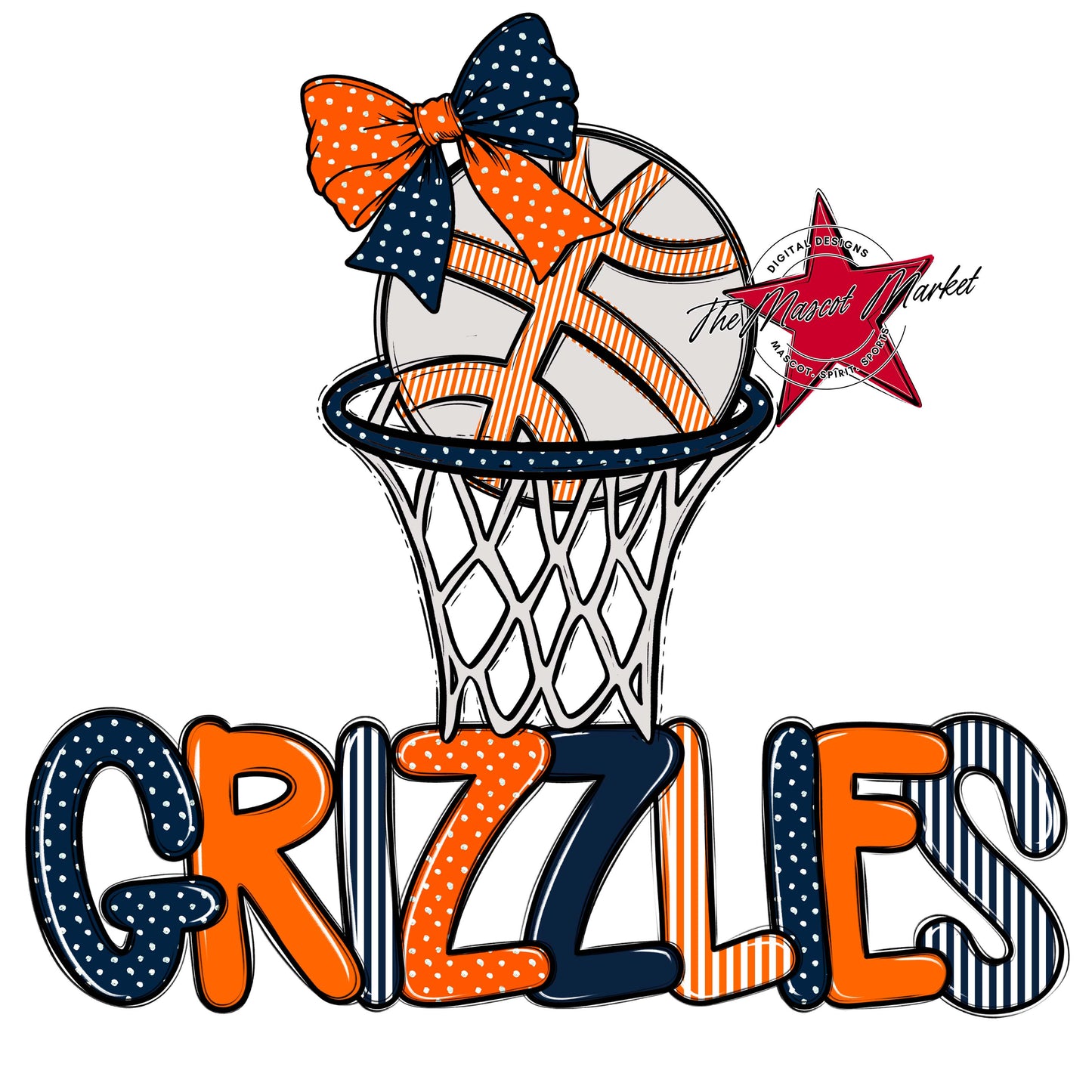 Grizzlies Basketball Spirit Design-Navy & Orange