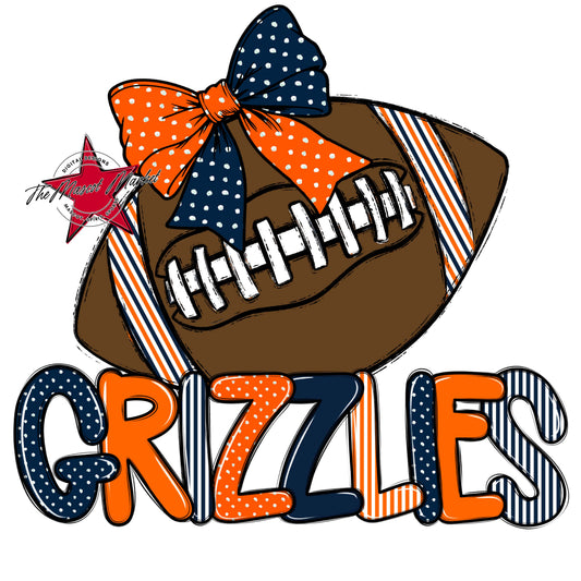 Grizzlies Football Spirit Design-Navy & Orange