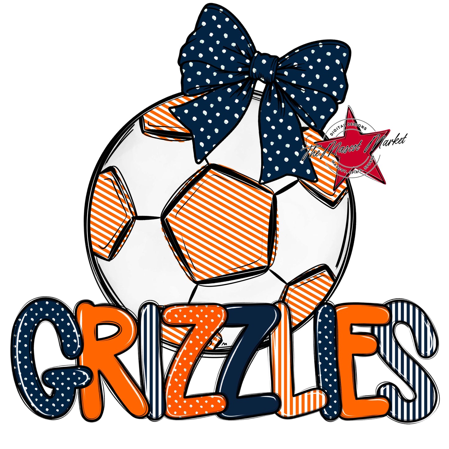 Grizzlies Soccer Spirit Design-Navy & Orange