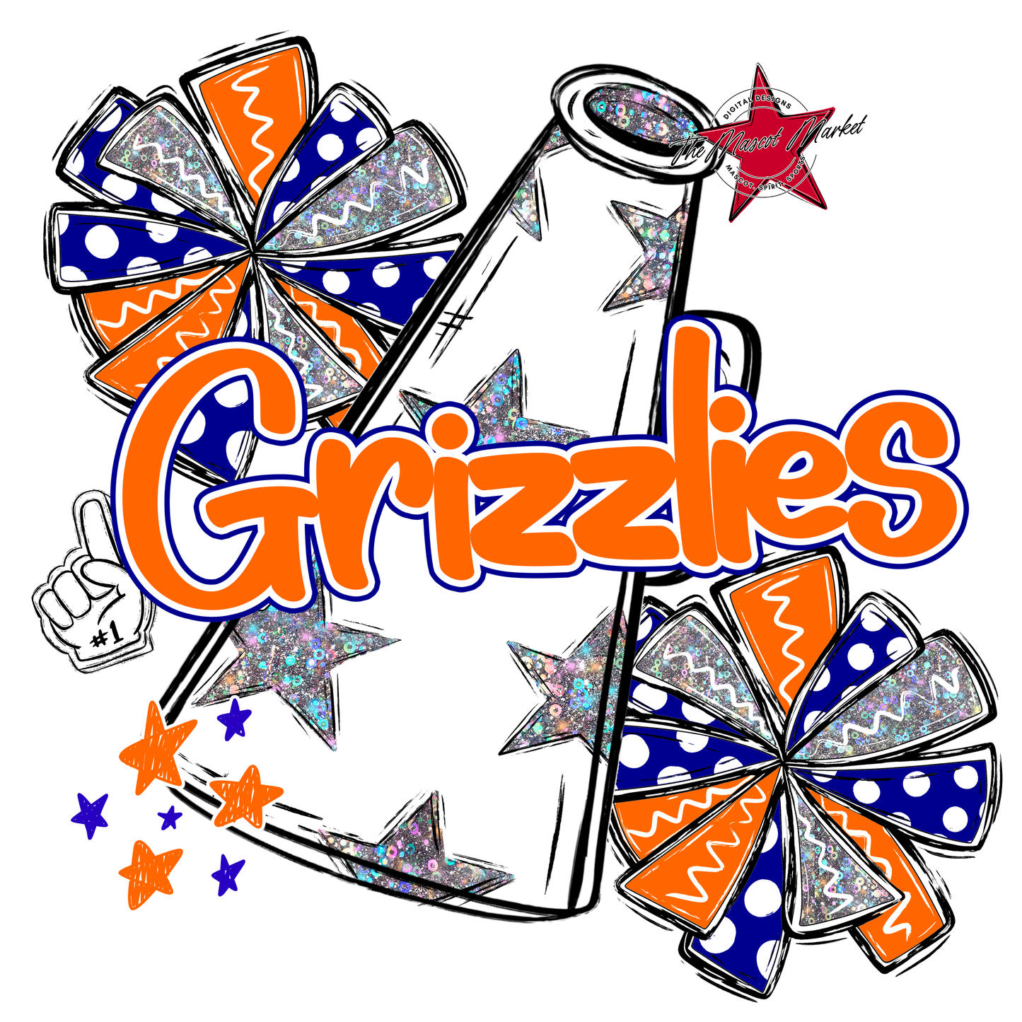 Grizzlies Alpha Megaphone Design-Blue-Orange
