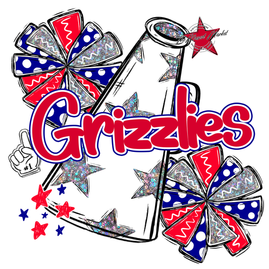 Grizzlies Alpha Megaphone Design-Blue-Red