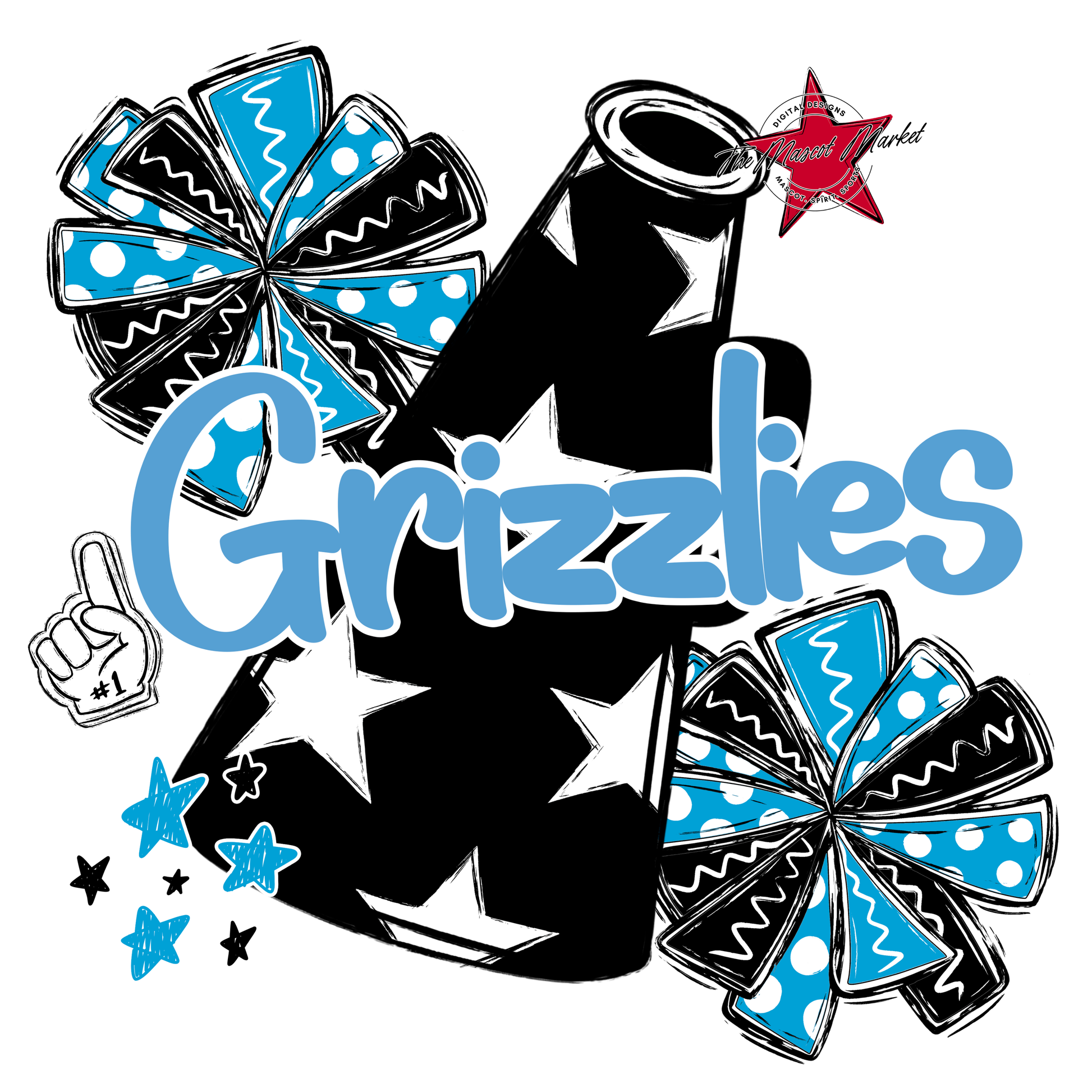 Grizzlies Alpha Megaphone Design-Carolina Blue