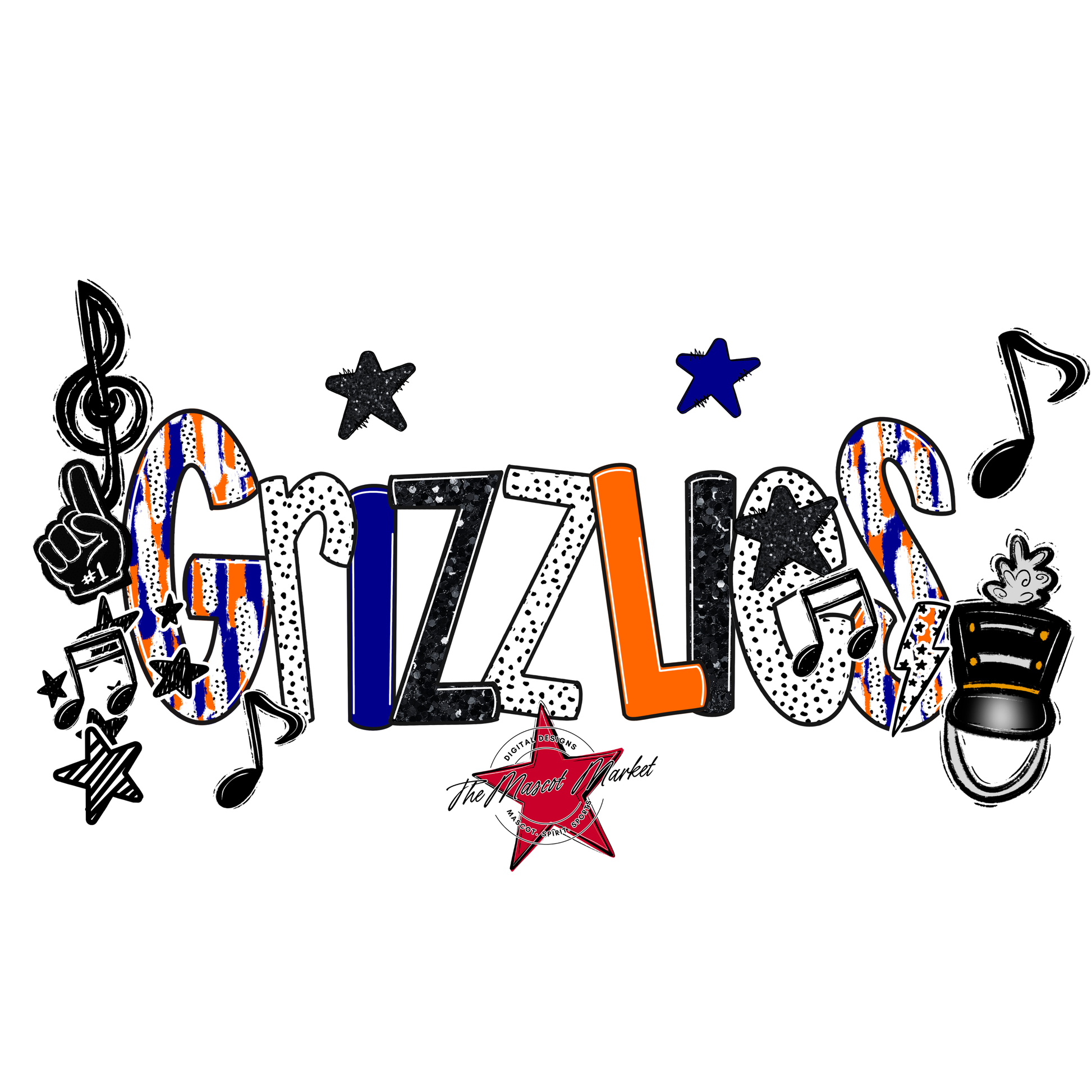 Grizzlies Band Scrape-Blue-Orange