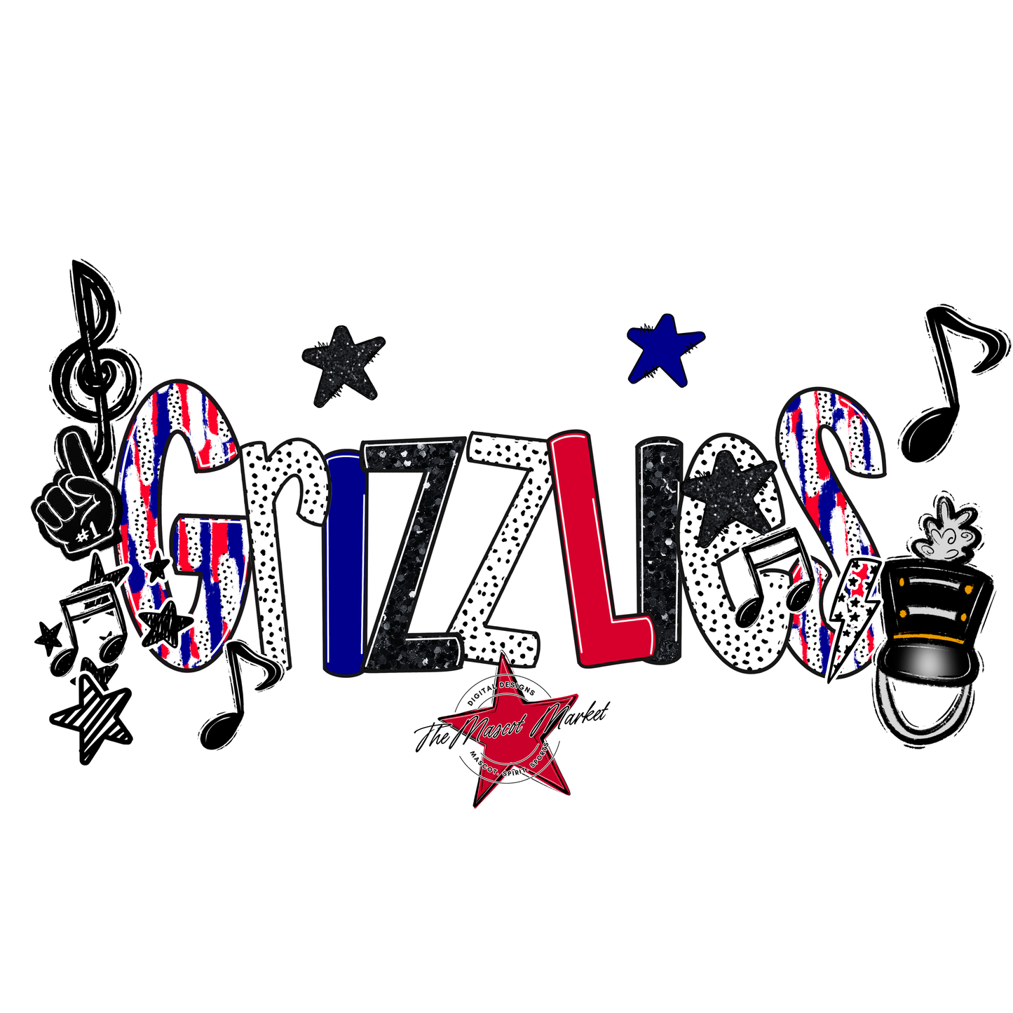 Grizzlies Band Scrape-Blue-Red