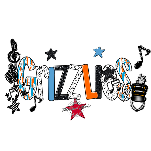 Grizzlies Band Scrape-Carolina Blue-Orange