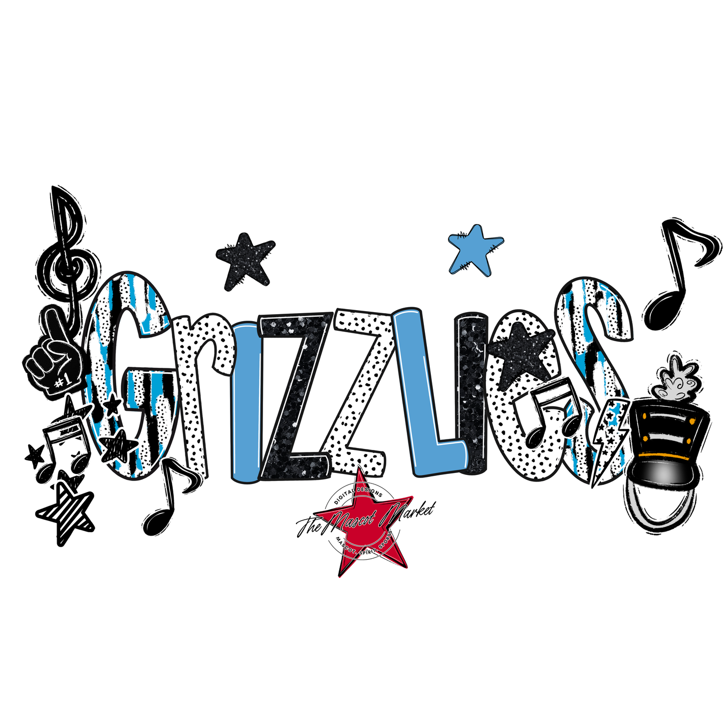 Grizzlies Band Scrape-Carolina Blue