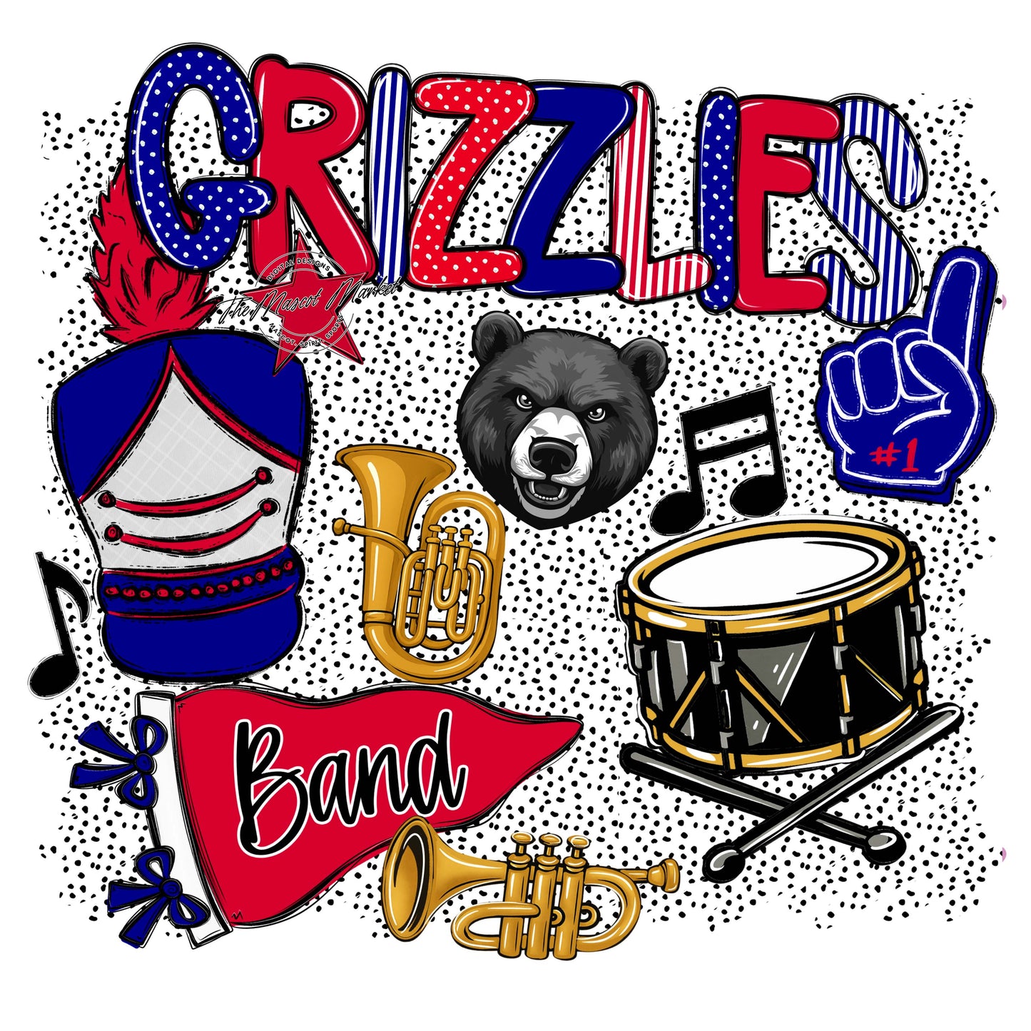 Grizzlies Band Spirit-Blue & Red