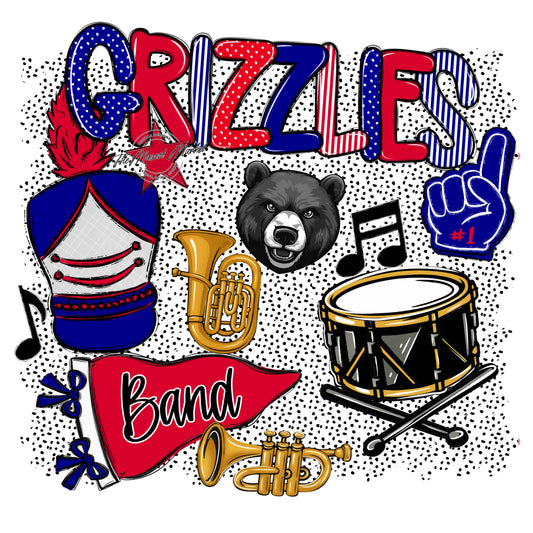Grizzlies Band Spirit-Blue & Red