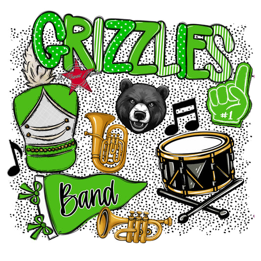 Grizzlies Band Spirit-Bright Green