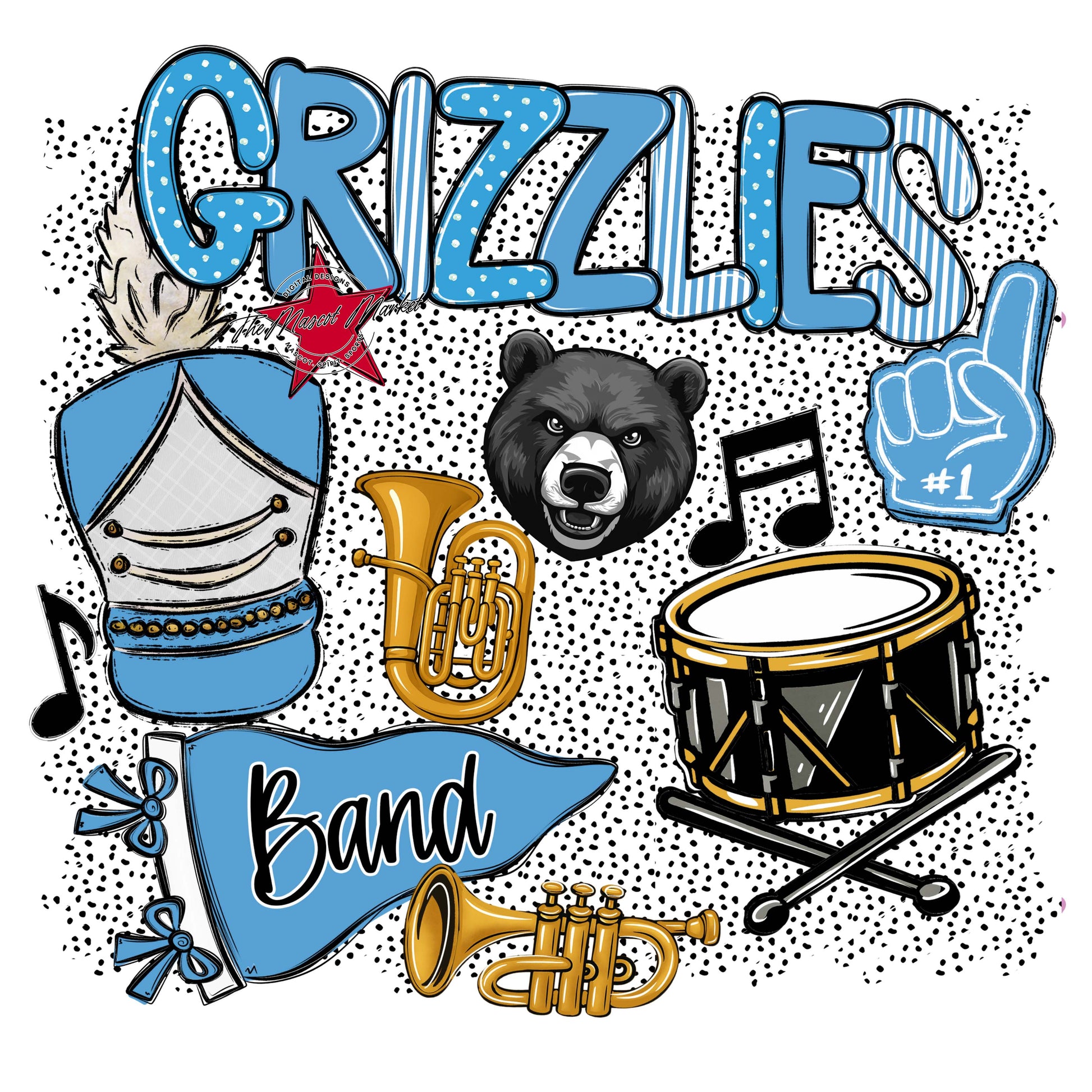 Grizzlies Band Spirit-Carolina Blue