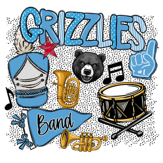 Grizzlies Band Spirit-Carolina Blue