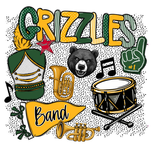 Grizzlies Band Spirit-Green & Yellow
