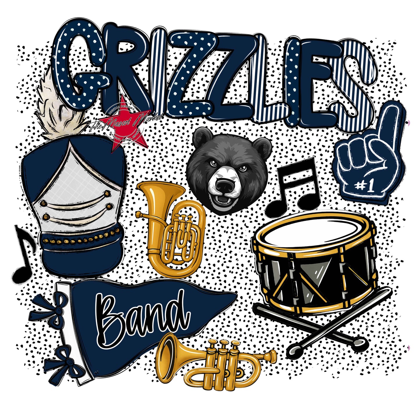 Grizzlies Band Spirit-Navy