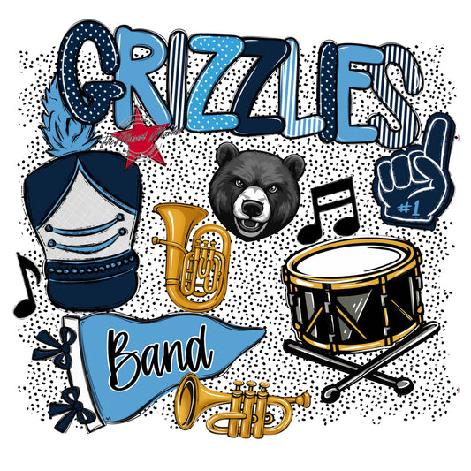 Grizzlies Band Spirit-Navy & Carolina Blue