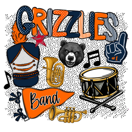 Grizzlies Band Spirit-Navy & Orange