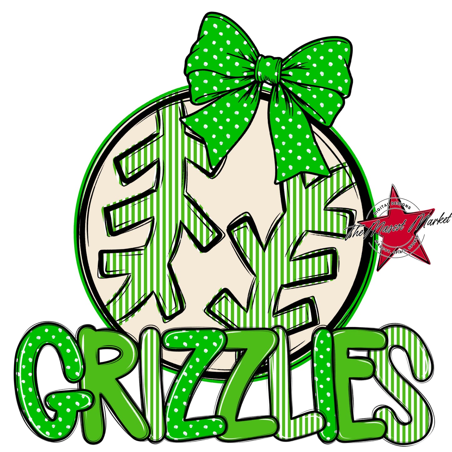 Grizzlies Baseball-Softball Spirit Design-Bright Green