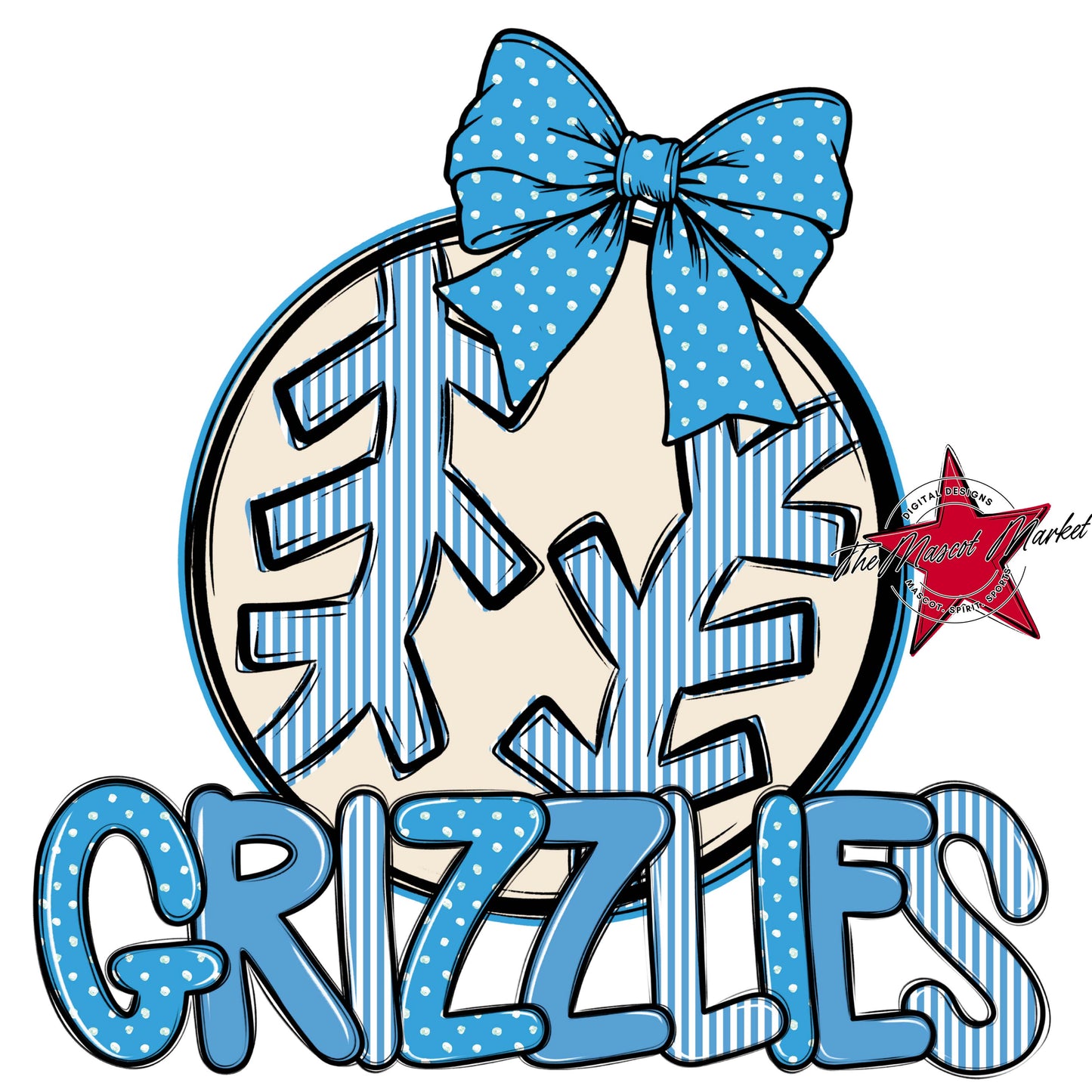 Grizzlies Baseball-Softball Spirit Design-Carolina Blue