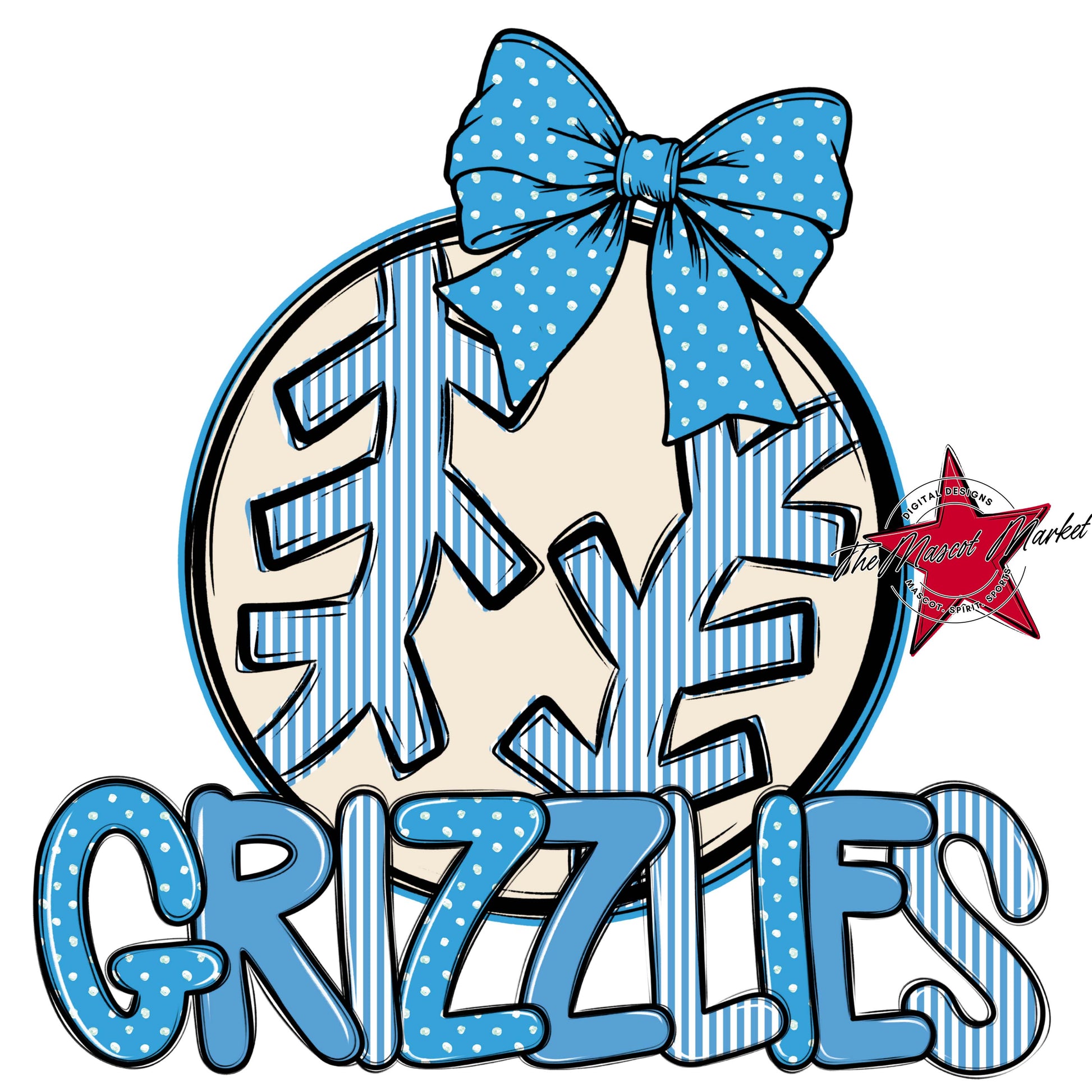 Grizzlies Baseball-Softball Spirit Design-Carolina Blue